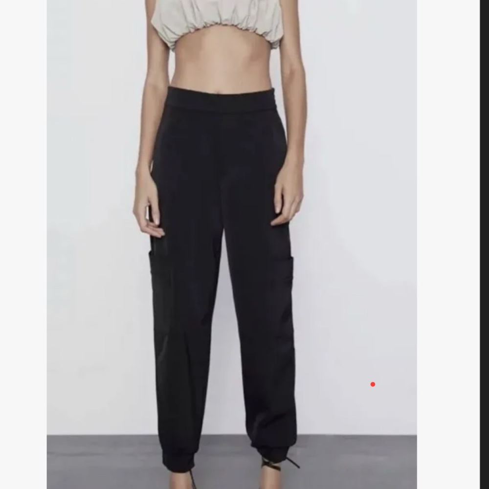 Zara flat front black cargo Joggers size small